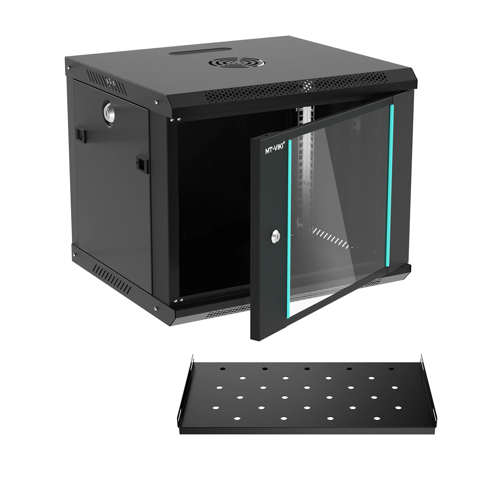 9U Wall Mount Server Cabinet Network Rack Vented Enclosure, 0.8mm Thick, 17.7'' Deep (450mm), for 19'' IT Equipment