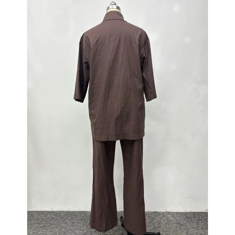 Katoen Linnen Set Vrouwen Lente Zomer Losse Oversize Lange Mouw Lange Broek 2-delige Sets Casual Kantoor Dames Broek Pak