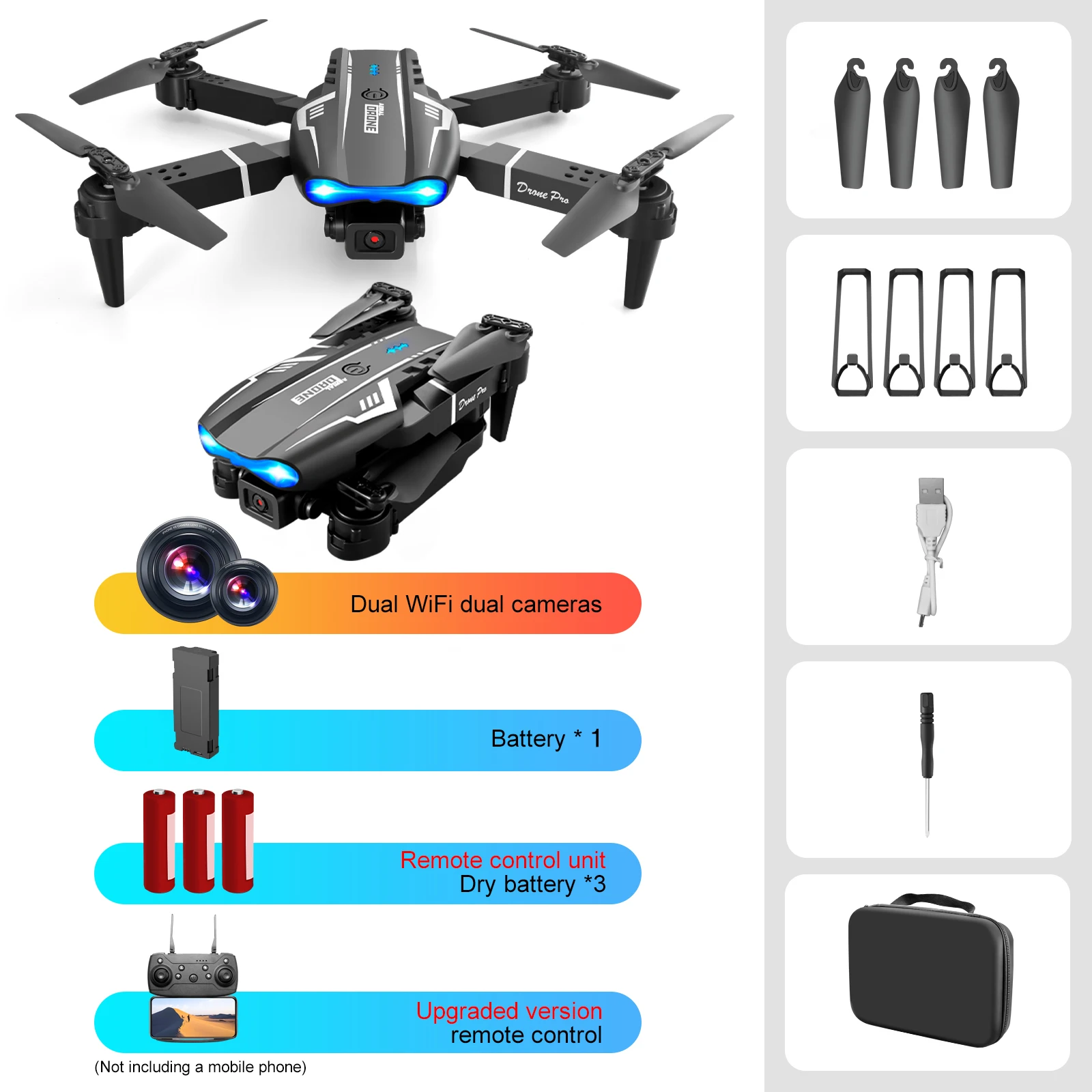 S121 Quadcopter UAV Drone, Decolagem de uma tecla, Voo estável, Sensoriamento de gravidade, Câmeras SD duplas, Modo sem cabeça, Novo