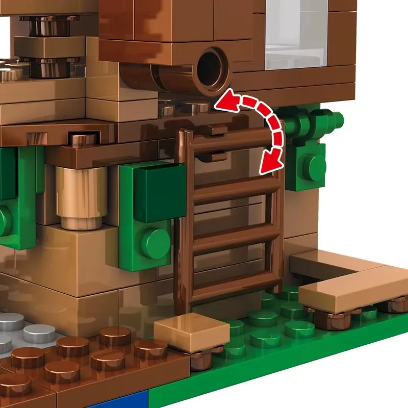 My World Tree House Building Blocks Set - Children's DIY Bricks Toy Gift with 3 Mini Figures 1 Bag