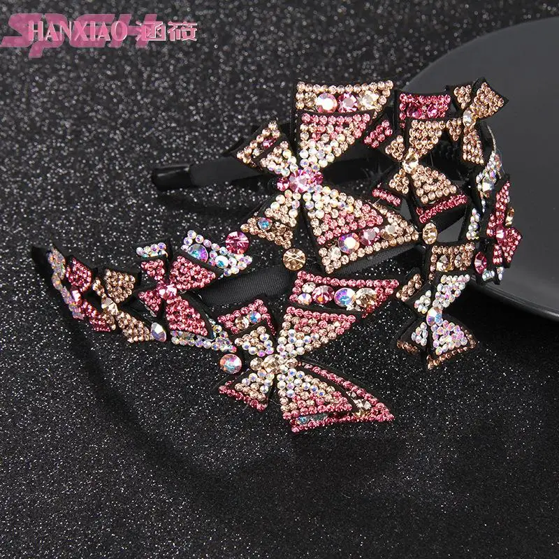 

Hair hoop water drill wide-brimmed large-size flowers with teeth Korean diamond-encrusted crystal headband adult headdress