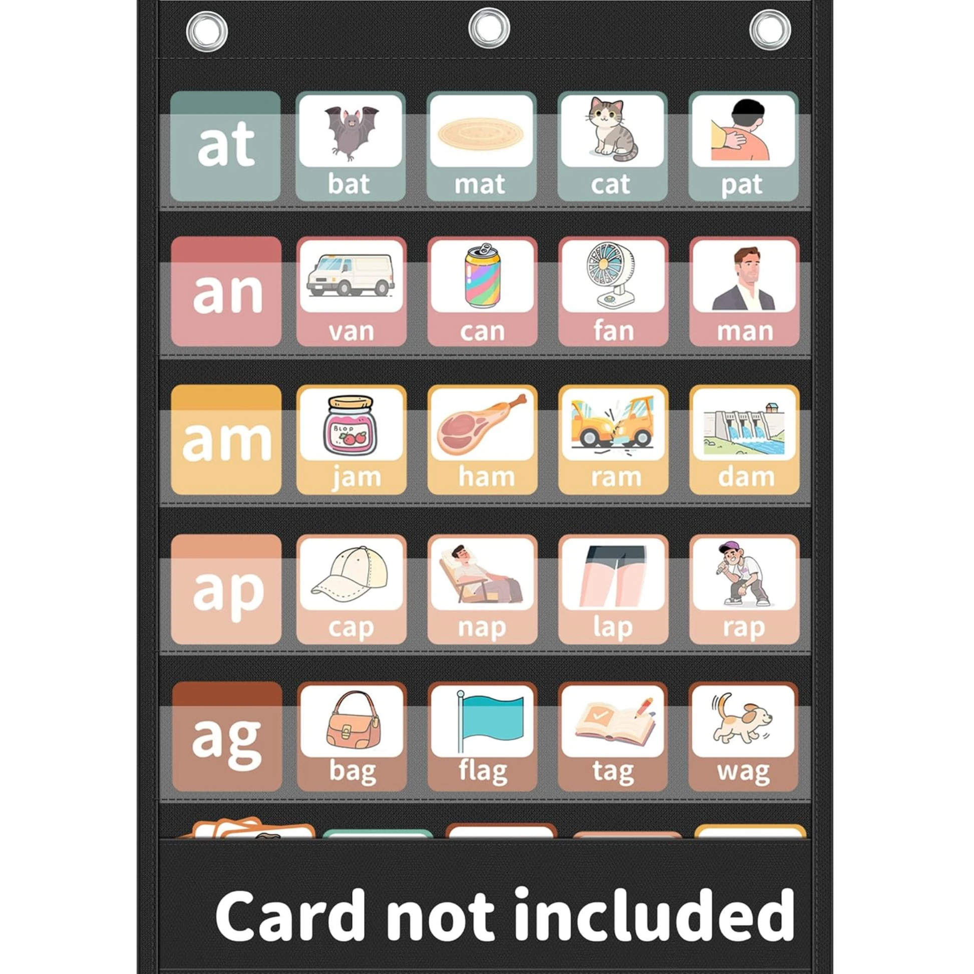 Standard Pocket Chart Clear 5 Pockets Word Chart with 1 Extra Storage Pocket for Classroom Home Office Use Kids Chore Chart
