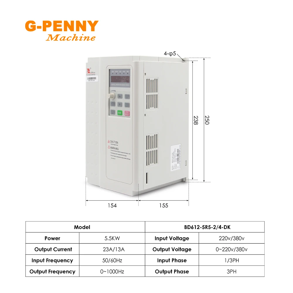 G-penny 4.5kw ATC Mandrino Cambio automatico utensile 220v / 380v Motore mandrino raffreddato ad aria e regolatore di velocità motore BD612 da 5,5KW R
