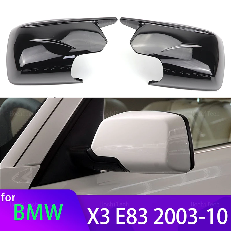 2024 New M Look Mirror Covers for BMW X3 X 3 E83 2003-2010 Replacement RearView Mirror Case Cover Bright Black with Tool