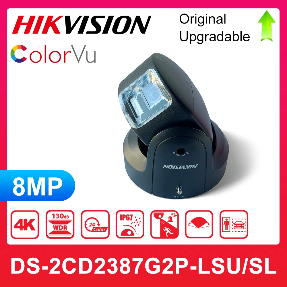 Hikvision 8MP Panoramic ColorVu Turret IP Camera DS-2CD2387G2P-LSU/SL 4K Security Double Lens Color Night Built-in Mic Speaker