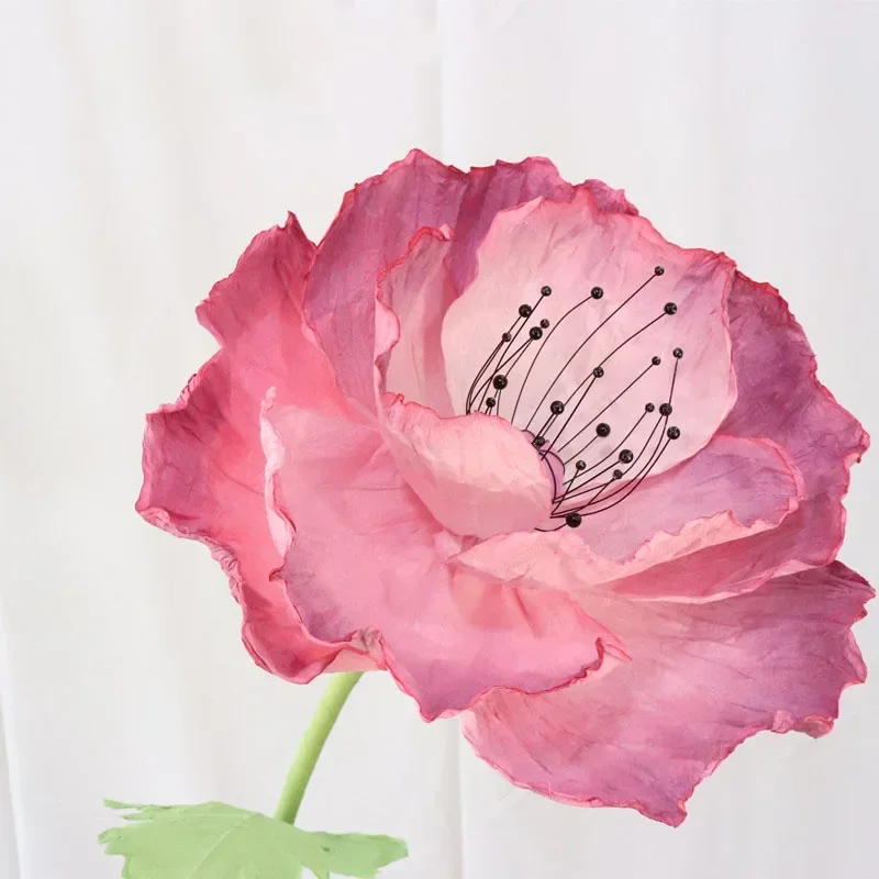 1-pack Giant Paper Art Poppy Artificial Flowersr Wedding Decor Road Lead Poppy Flower Stand Party Background Home Decoration