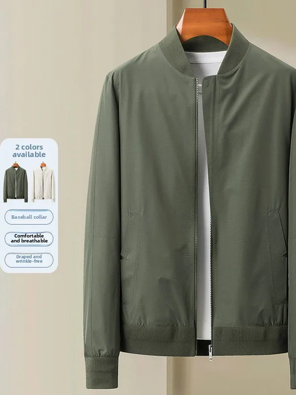 

Мужская куртка-бомбер премиум-класса с воротником-стойкой, весна 2025, новая молодежная модель, повседневная верхняя одежда для города, приталенный крой, полиэстер