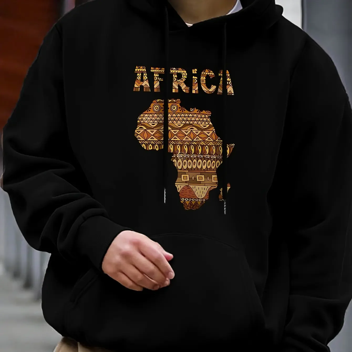 Sudadera con Capucha para Hombre, Estampado Étnico de Tribus del Continente Africano,EstiloHip-hop, Holgada, para Otoño-Invierno