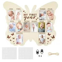 Wooden Baby’s First Year Picture Frame My First Year Butterfly Photo Frame 12 Month Milestone Board Baby Keepsake Frame