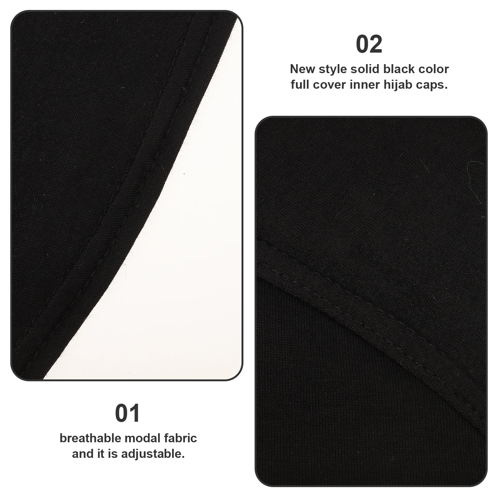 

Black Full Coverage Hijab Caps Lightweight Breathable Modal Fabric Adjustable Elastic Muslim Head Wrap Scarf Shawl Bandana Inner