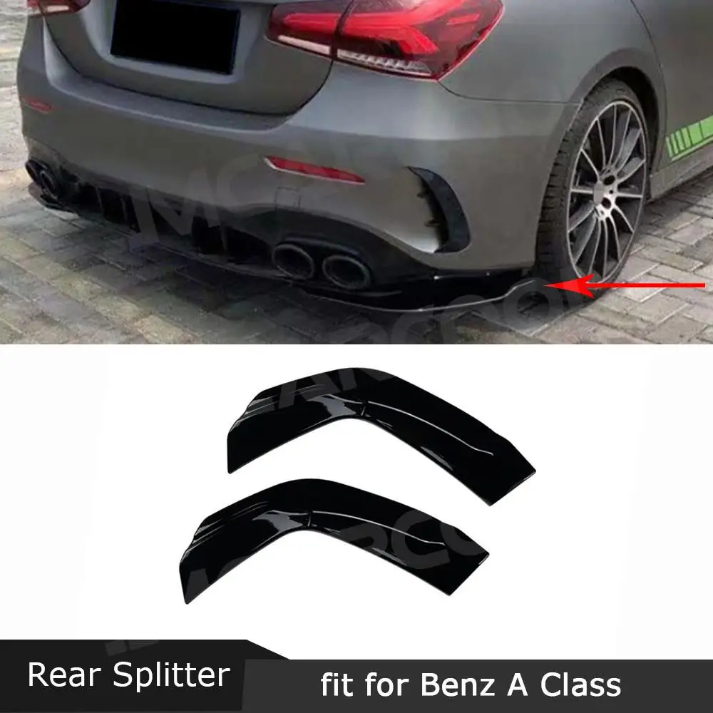 

ABS Gloss Black Car Rear Bumper Side Splitters for Benz A Class W177 V177 A35 A45 AMG Sedan Hatchback 2019-2023 Diffuser Spoiler