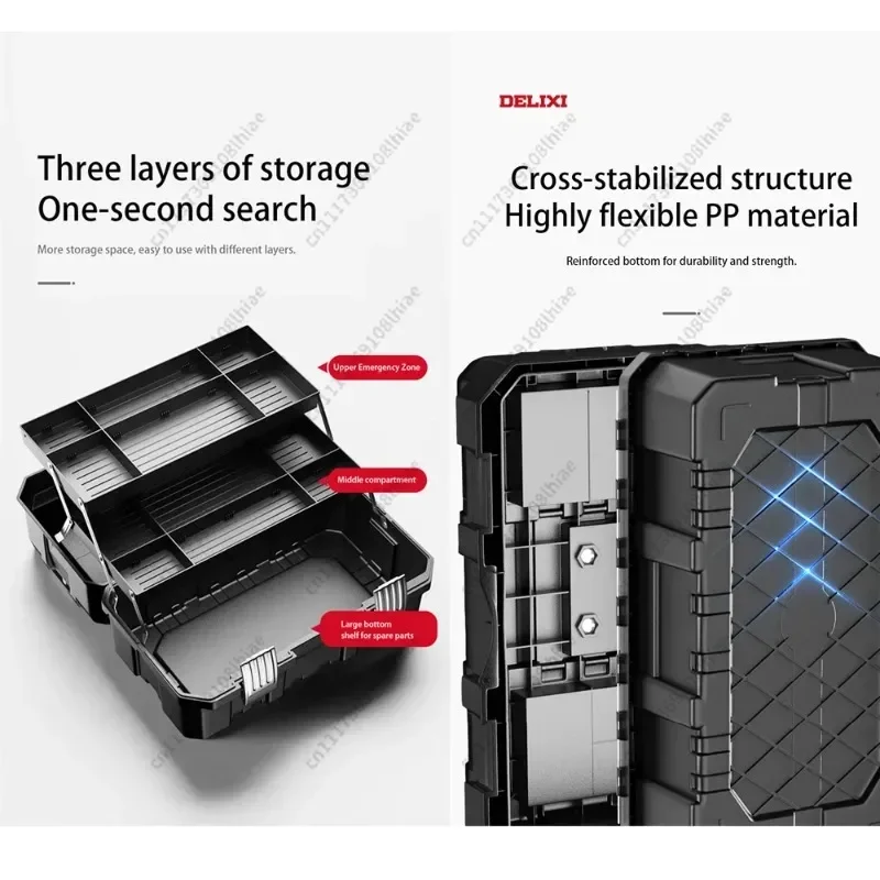Organizer for Home Repair Automotive And Workshop Tools Heavy Duty Folding Tool Box Triple Layer Storage