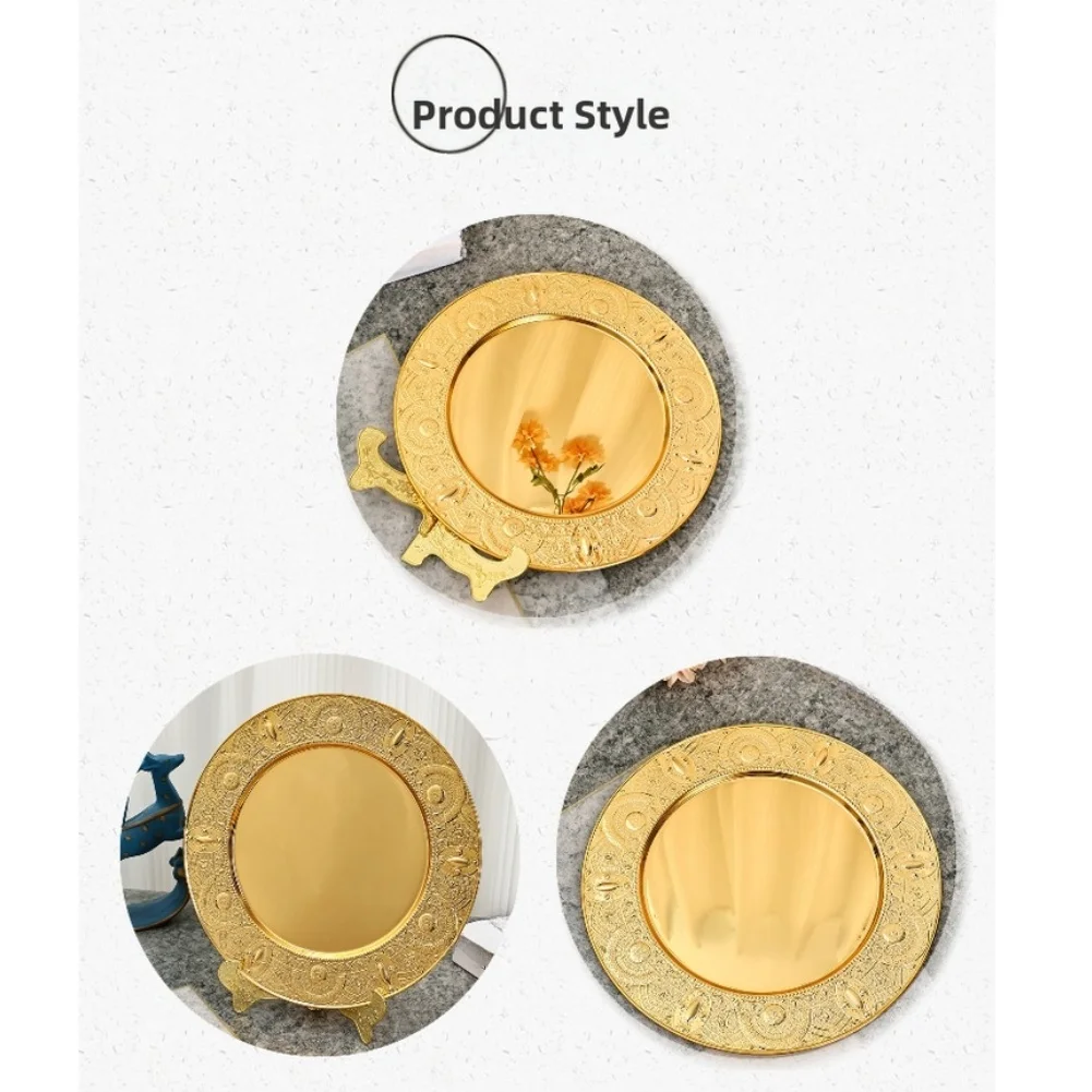 Elegant Iron Round Tray for Presenting Desserts Daily Meals or Decorative Use Featuring Subtle Embossing and Balanced Weight