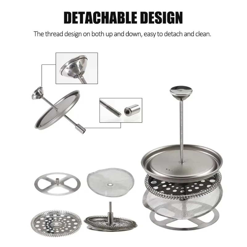 750ml Titanium French Press Coffee Maker Mug with Lid, Outdoor Camping Lightweight Coffee Cup Pot gallery 5