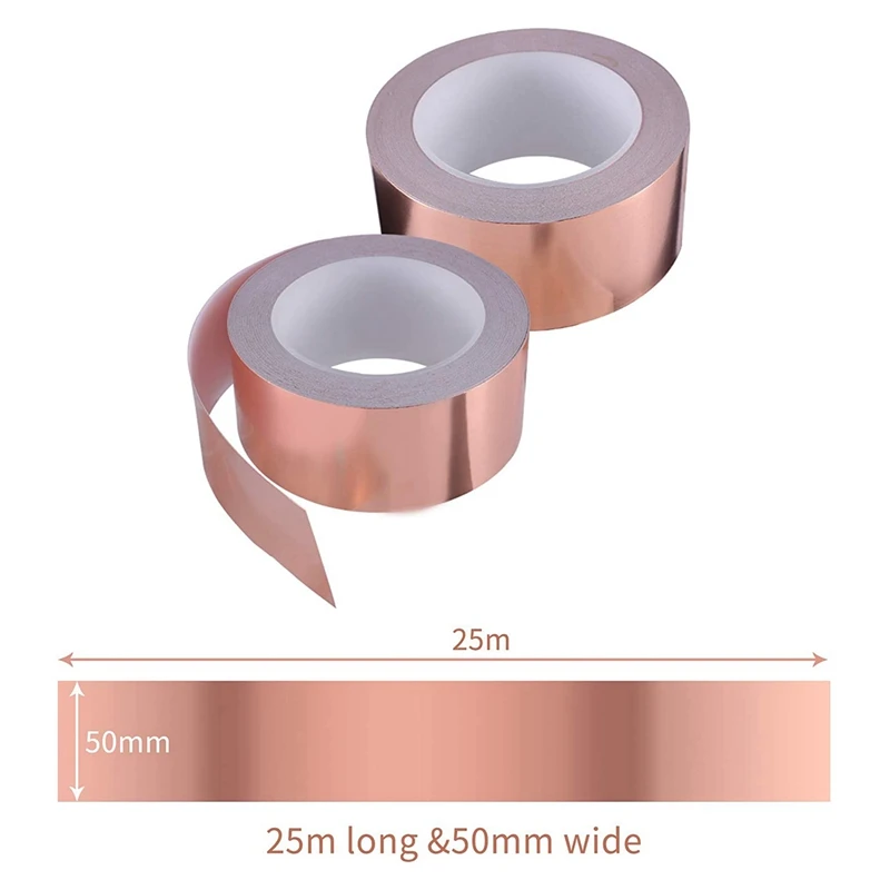 Taśma z folii miedzianej 27 jardów X 2 Cal dla klej przewodzący ekranujących EMI do napraw elektrycznych, ślimaka taśma ostrzegawcza gitary