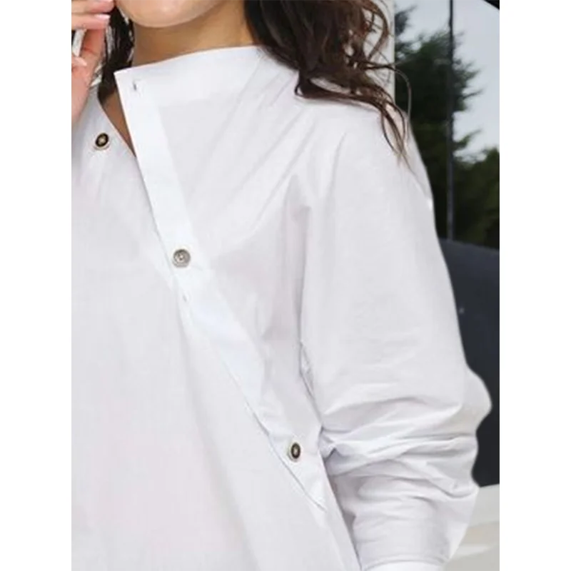 Jennifer 2024 New Arrival Split-front Buttoned Asymmetric Long Sleeves Blouses&shirts Tops Stylish Women's Casual Dress