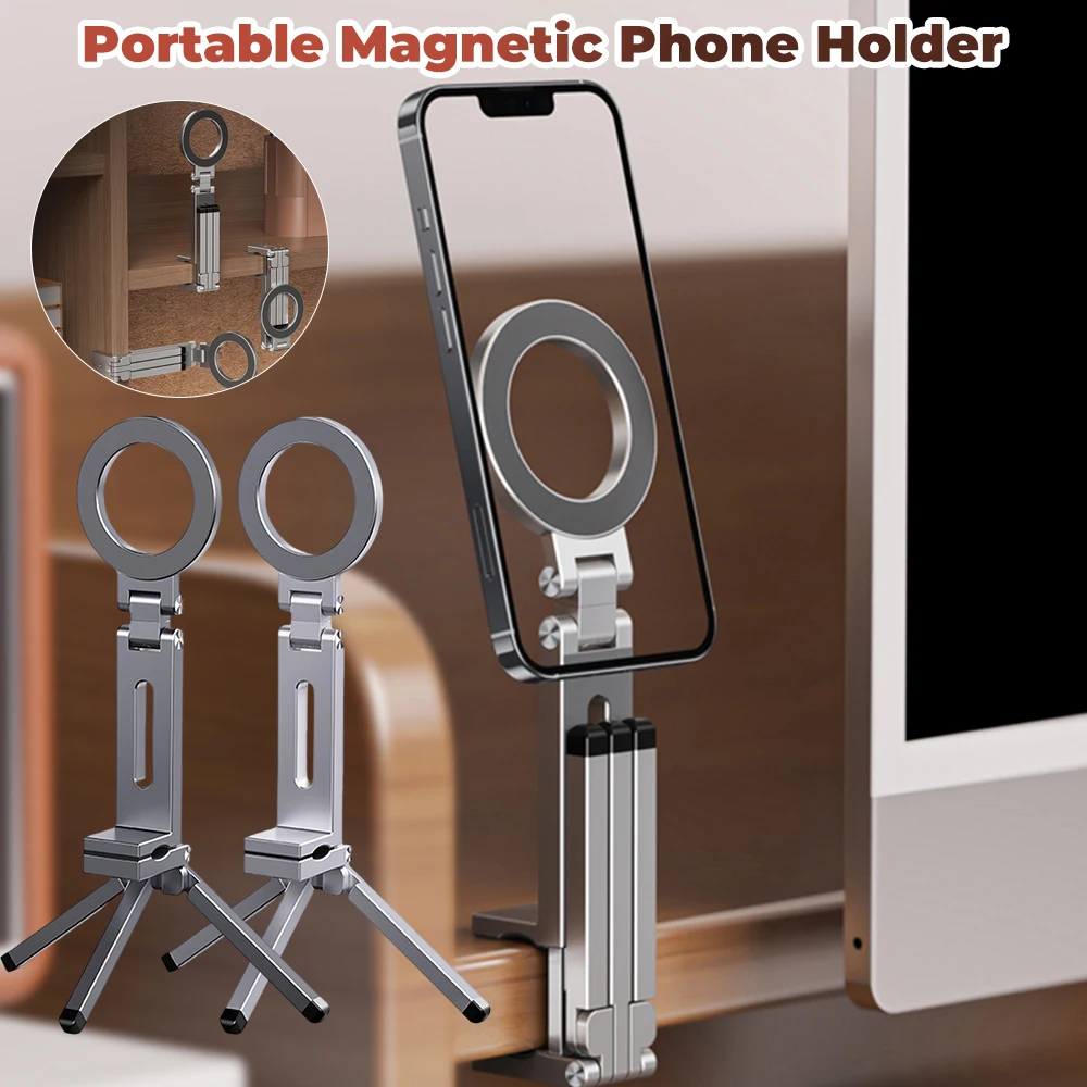 

Portable Magnetic Phone Holder Foldable Cell Phone Stand Handheld/Standing Tripod Phone Holder Mobile Phone Accessories