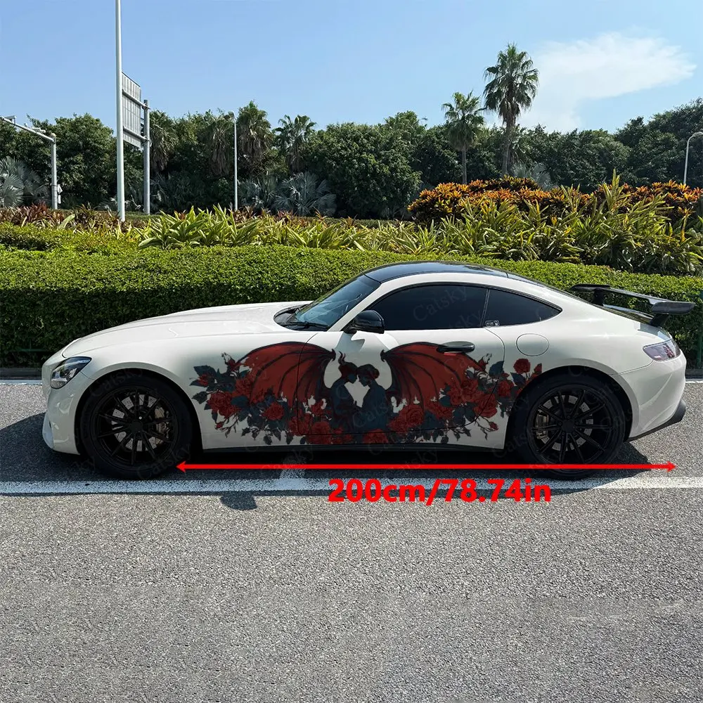 2pcs Dark Couple Car Sticker Full Body Decal Decoration Scratches Protect Car Sticker Waterproof Car Vinyl Wraps
