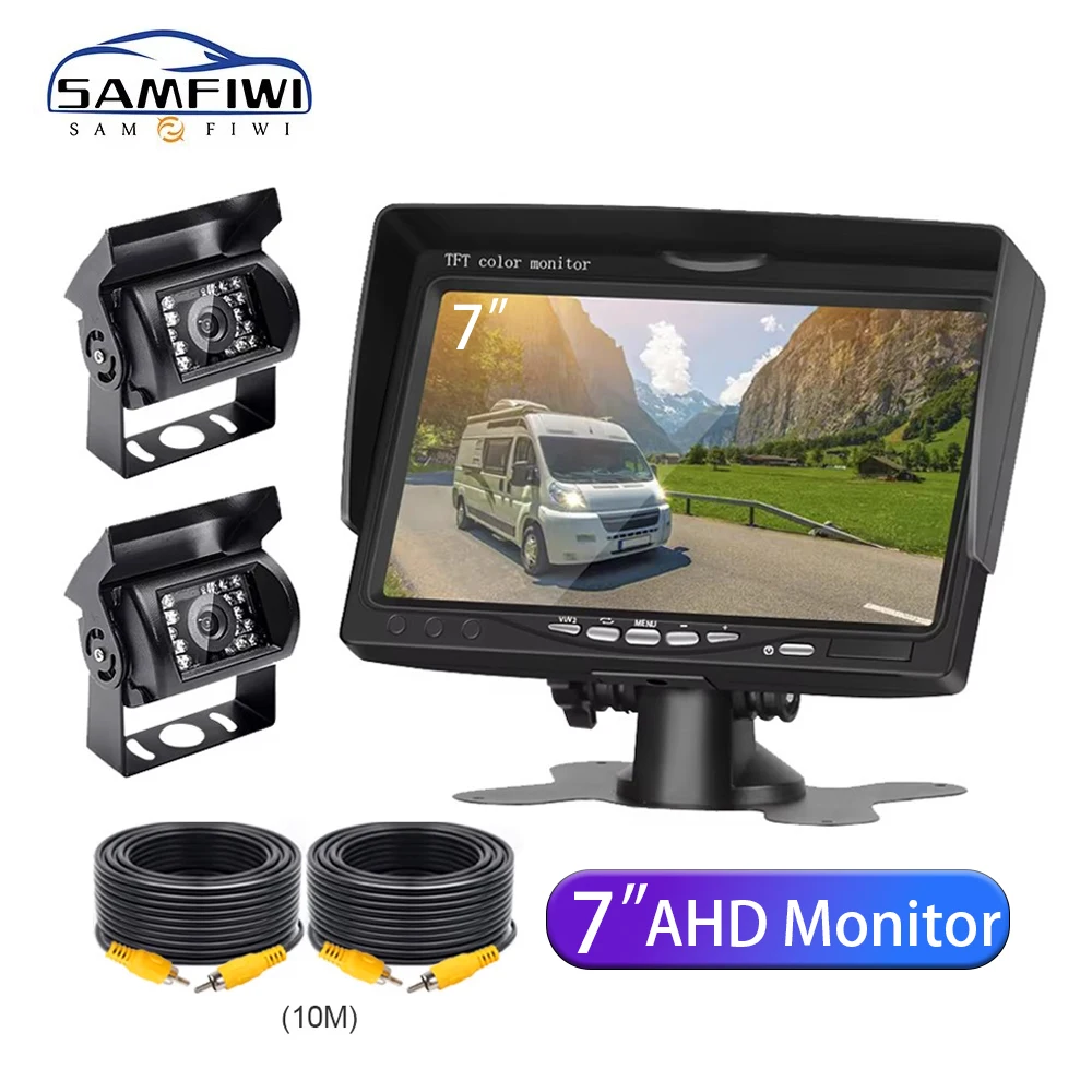 

7-дюймовый ЖК-монитор автомобиля AHD DVR Камеры заднего вида Резервная камера RCA AV-кабель для грузовика, автобуса, автофургона, кемпера, экскаватора, пикапа 12 В-24 В