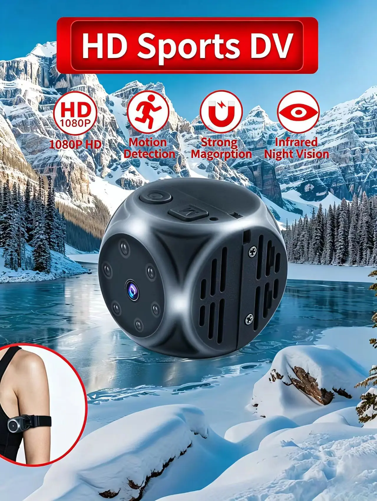 

Mini HD 1080P Portable Camera With Night Vision and Motion Detection Indoor Outdoor Small Security Camera Support Hidden TF Card