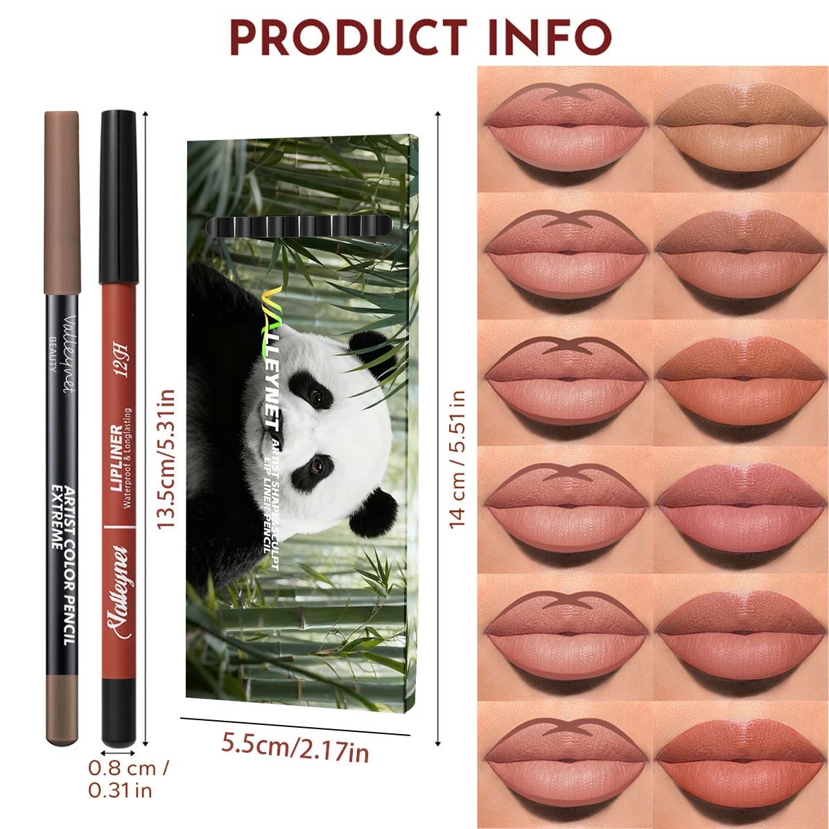 6 個セット超極細木製リップライナーセットヌードブラウンベルベットマット長持ち防水リップコンボセットメイクアップチュートリアル化粧品