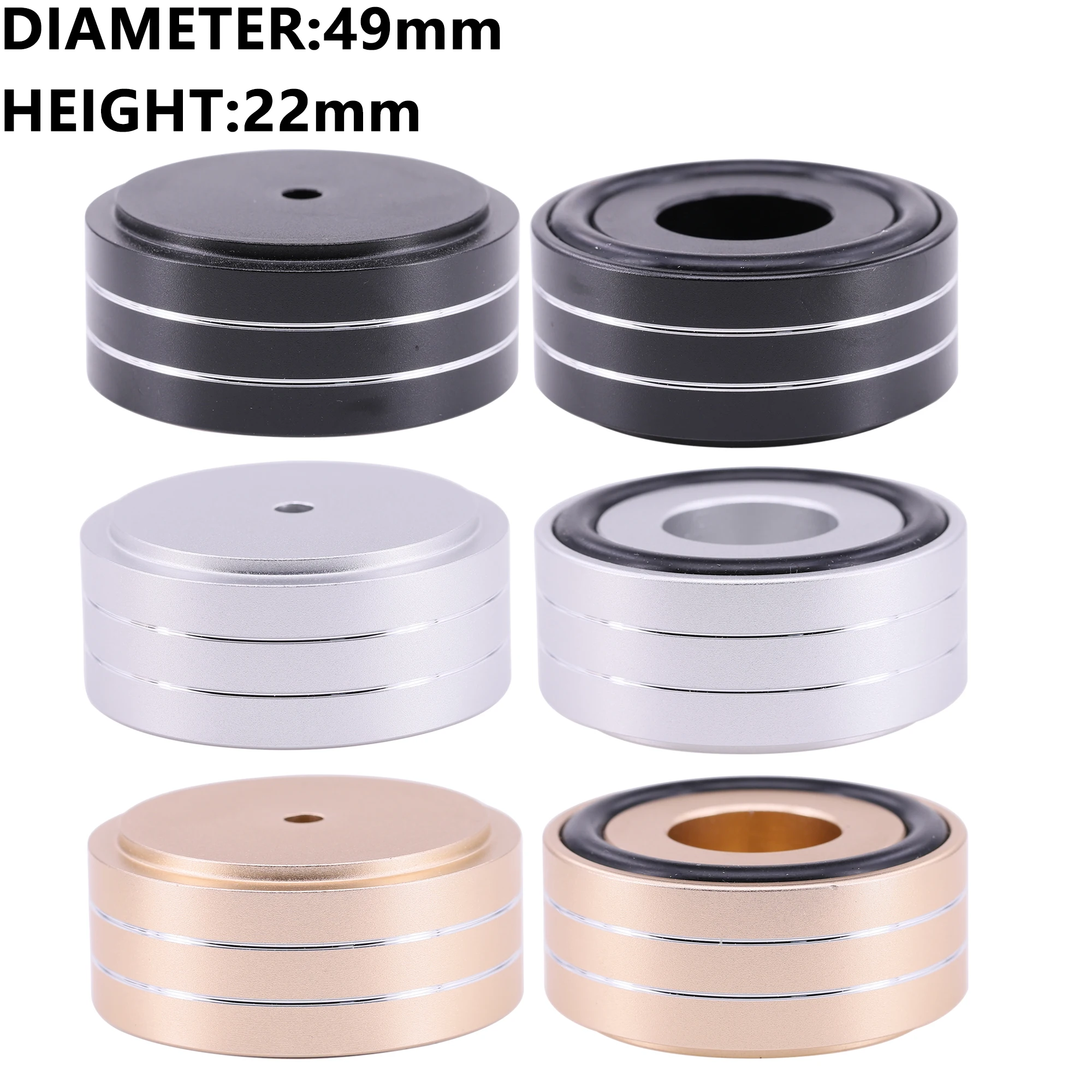 

4PCS 49*22mm Aluminum Amplifier Feet Shock Absorber HIFI Amplifier Rubber Feet Turntable Feet Audio Speaker Isolation Feet Pad