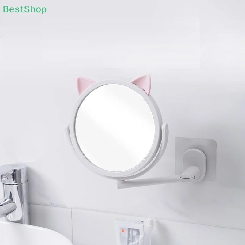 Wall Mounted Foldable Extending Arm Bathroom Mirror With Swivel Suction For Cosmetic Makeup No Drill Required