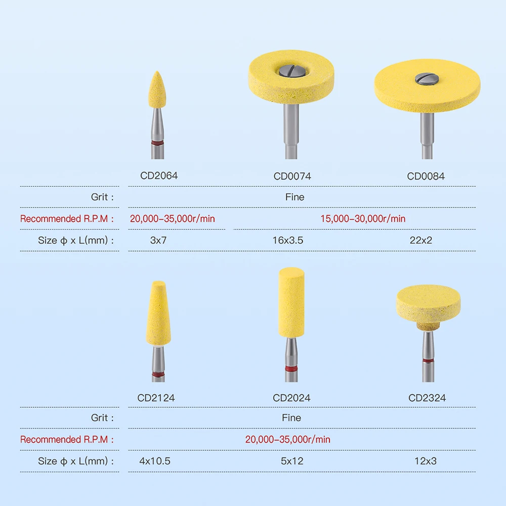 AZDENT 5 Chiếc Nha Khoa Máy Đánh Bóng Gốm Kim Cương Đầu Mài Đá Zirconia Gốm Sứ Emax Vương Miện Máy Xay Nhanh Chóng Đánh Bóng Burs
