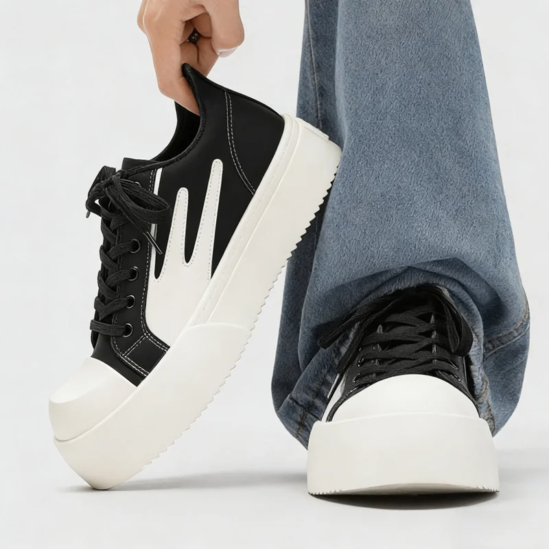 

Fashionable Men Thick-Soled Lace-Up Casual Shoe High-Quality Anti-Slip Breathable Sports Shoe Street Trend Outfits Walking Shoes