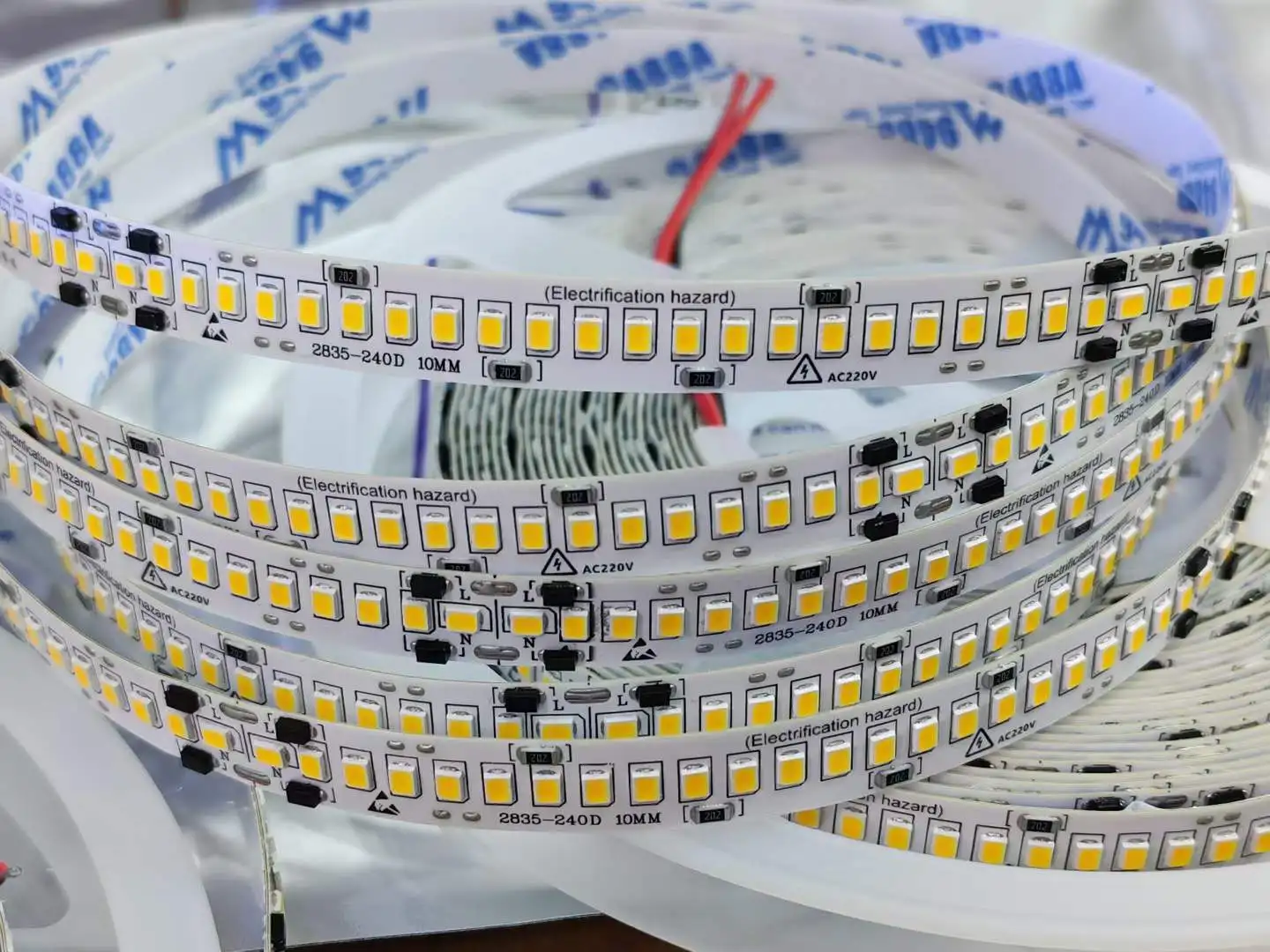 10m AC220V LED Strip Lights 2835 SMD 10mm 240leds 10cm Cuttable Flexible Ribbon Stripe Chain Light Warm White 4000K 6000K