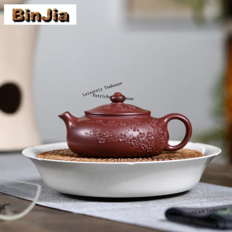 

170ml Retro Yixing Purple Clay Teapots Handmade Plum Blossom Han Jiang Pot Raw Ore Dragon's Blood Sand Mud Kettle Zisha Tea Set