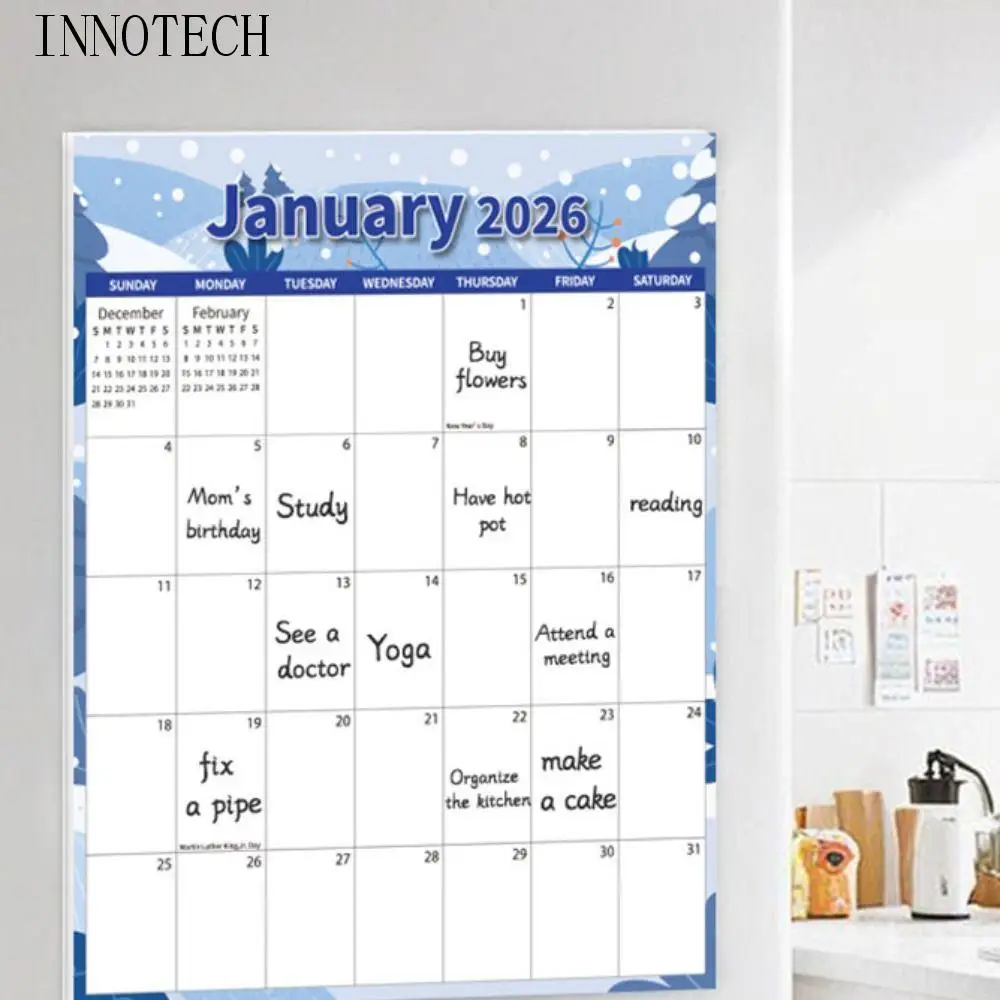 

Creative English Magnetic Calendar Notes Thick Paper 2026 Calendar INS To Do List Monthly Planner Calendar Home Use