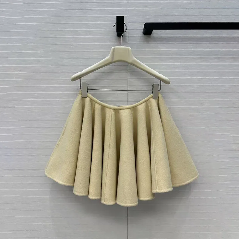 Women's ruffled skirt, handmade double-faced cashmere mini skirt, high-quality low-rise puff skirt, 2026, new style, Y2K