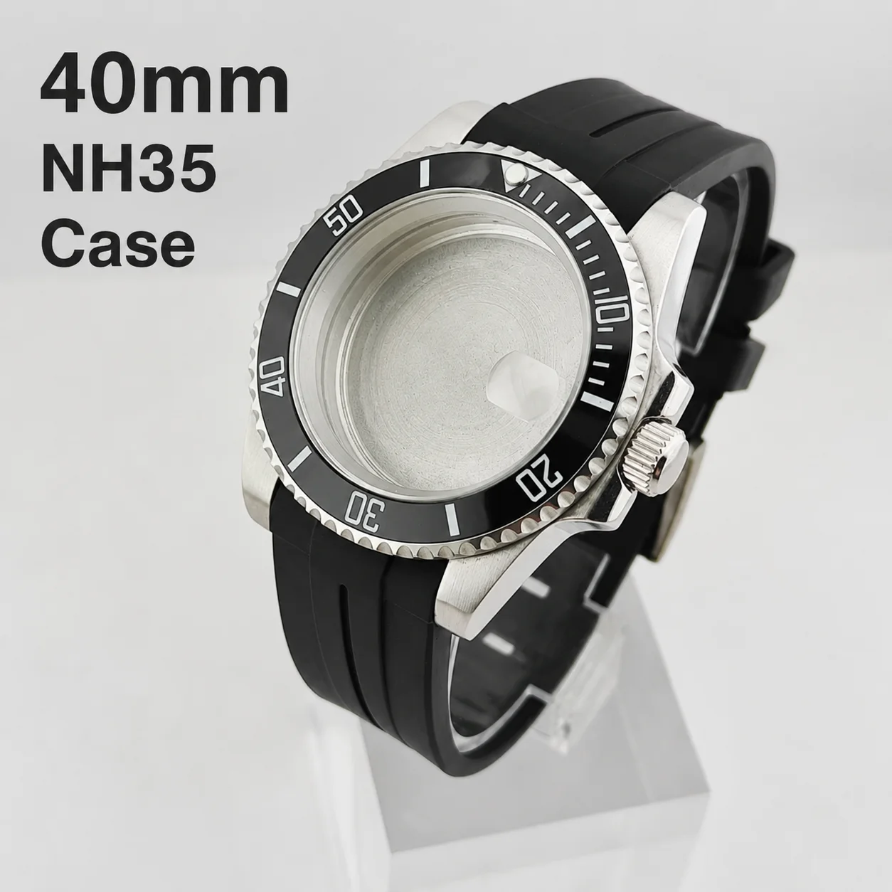 

Blak Bezel SUB NH35 40mm Diver Waterproof Case For NH34 NH35 NH36 Movement Sapphire Glass Watch Case 20mm Rubber Strap