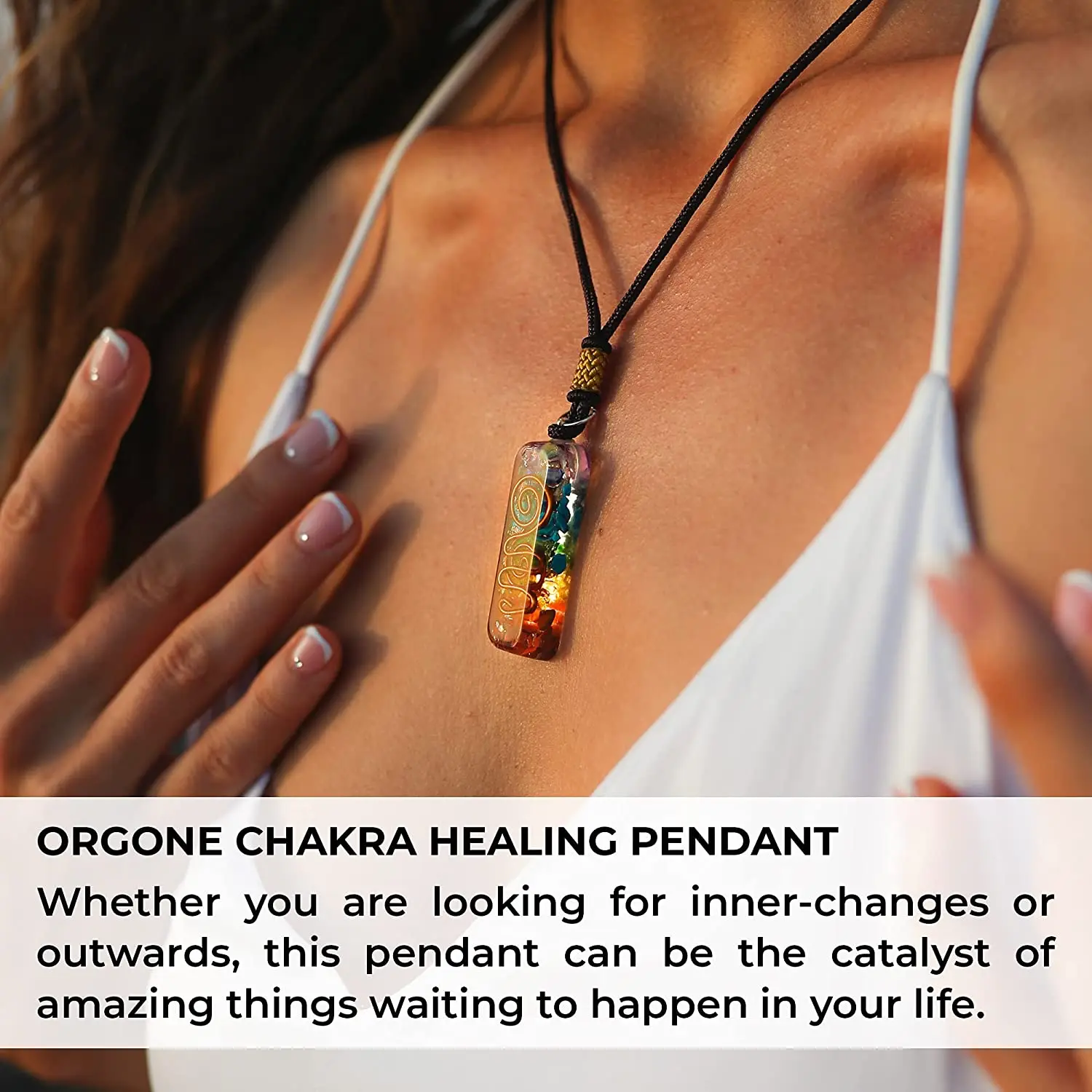 Seven Chakras Orgonite Meditation Reiki Yoga Balance Energy Stone Orgone Amulet 7 Chakra Pendant Necklace Sweater Chain Jewelry