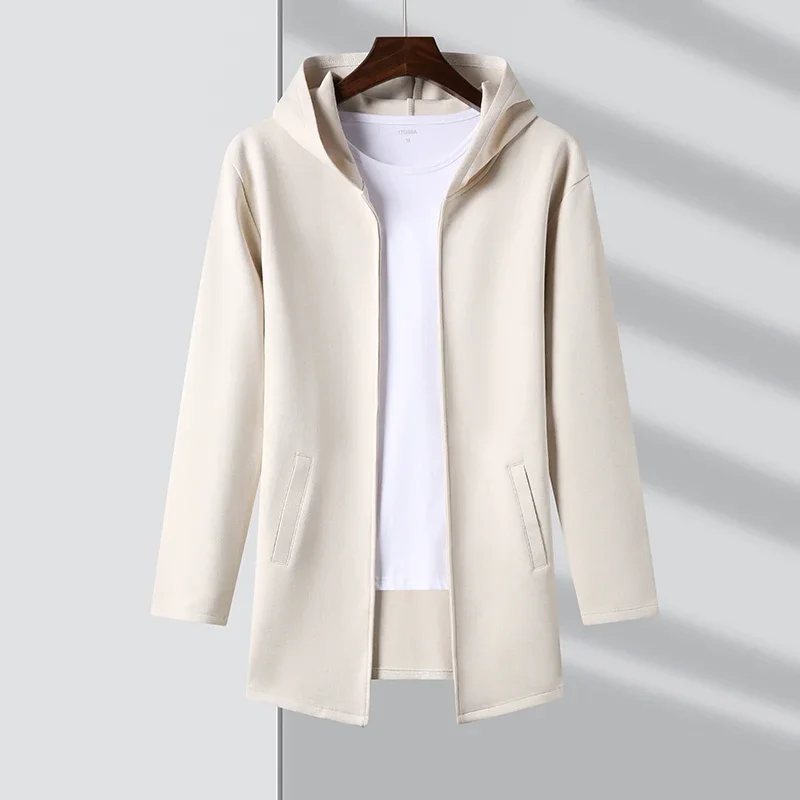 High End New Brand Designer Casual Fashion Stand Collar Korean Style Zipper Jackets for Men Solid Color Hooded Coats Men Clothes