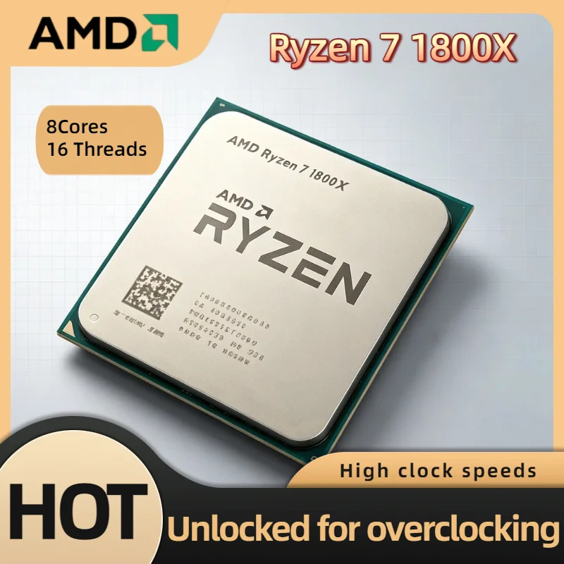 

AMD Ryzen 7 1800X 8 Core 16 Thread 4.0GHz AM4 14nm 16M L3 Cache 95W DDR4 2667MHz Tray CPU for Gaming PC Fast