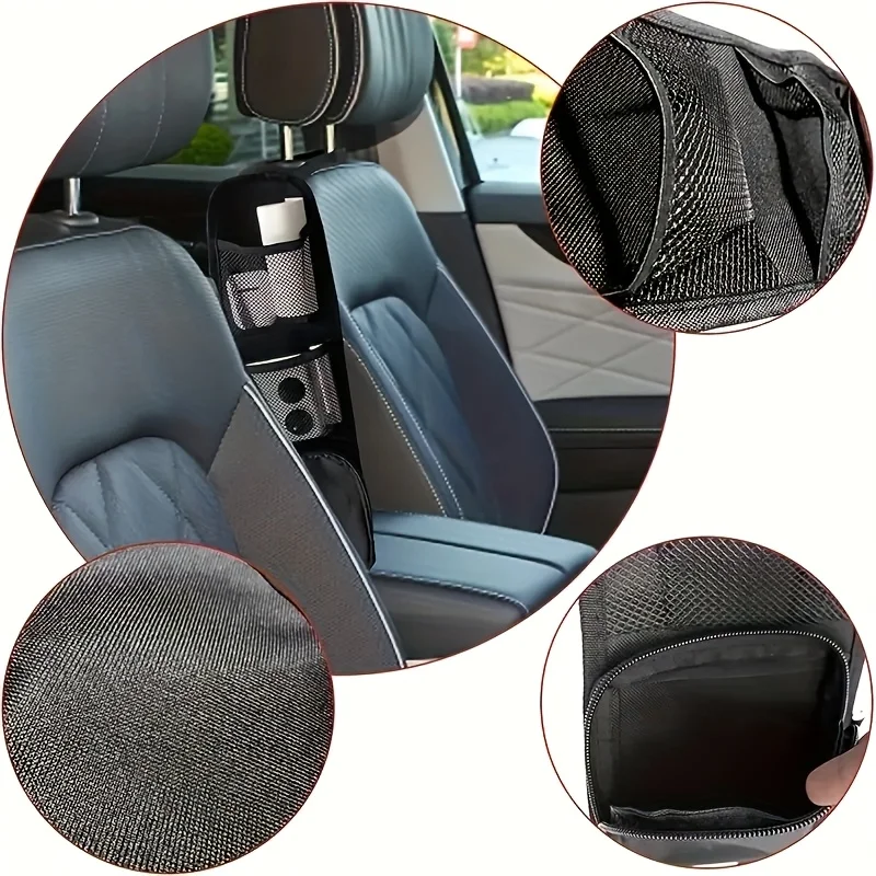 600D Oxford Cloth Car Storage Bag, 1-Piece Multi-Pocket Seat Organizer, Multifunctional Mesh Bag Suitable for Cars, Suvs, and Trucks