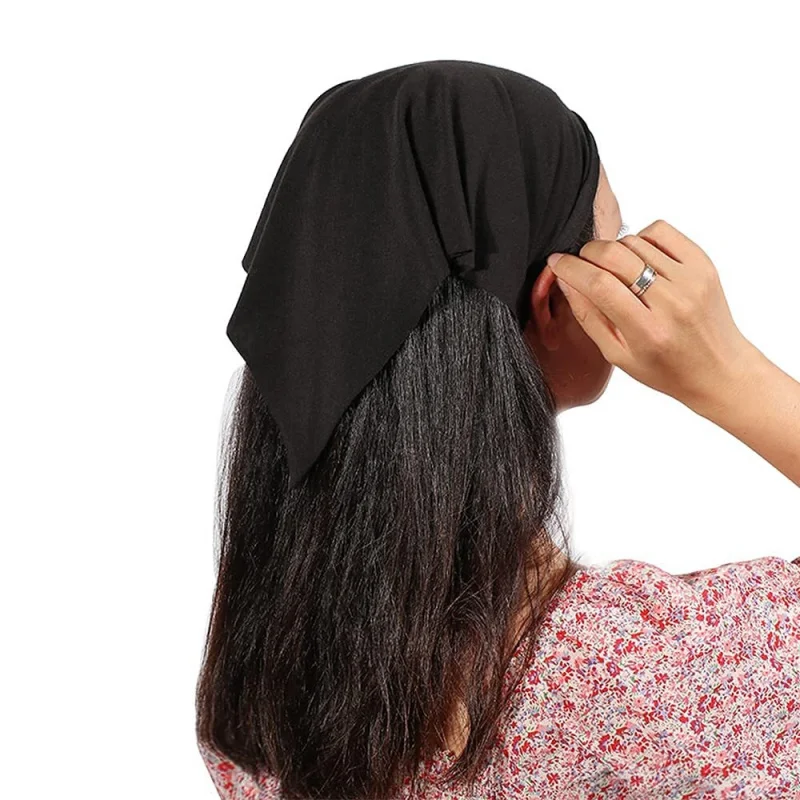 

Solid Jersey Triangle Headwrap Stretchy Wide Hair Bandana Urban Style Neutral Color Hair Scarf For Sports Or Daily