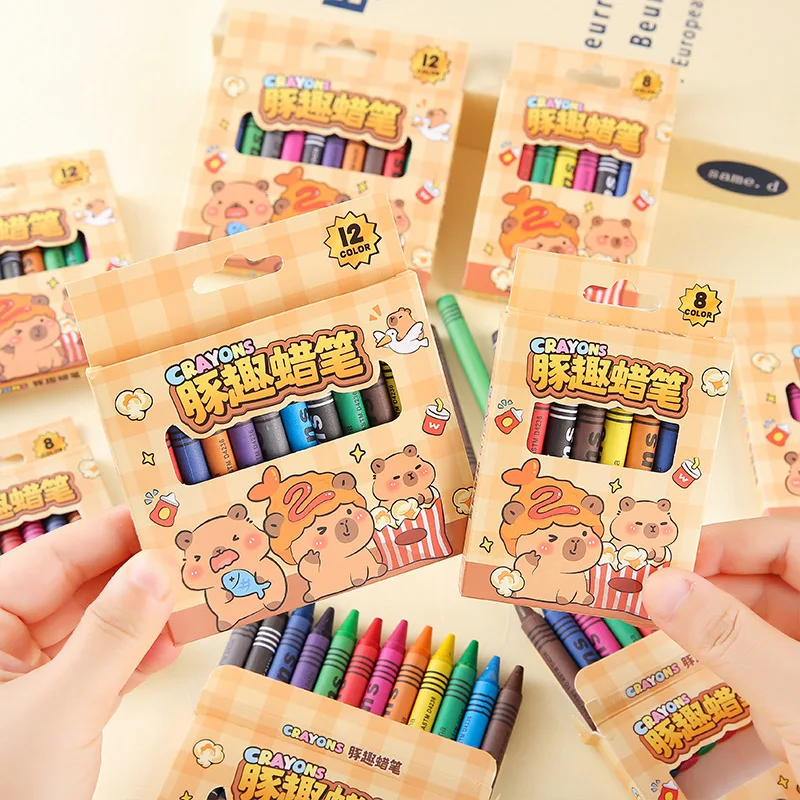 Cute cartoon capybara Little Crayon Multicolor Student Graffiti Drawing Stationery Festival Halloween Christmas Gifts