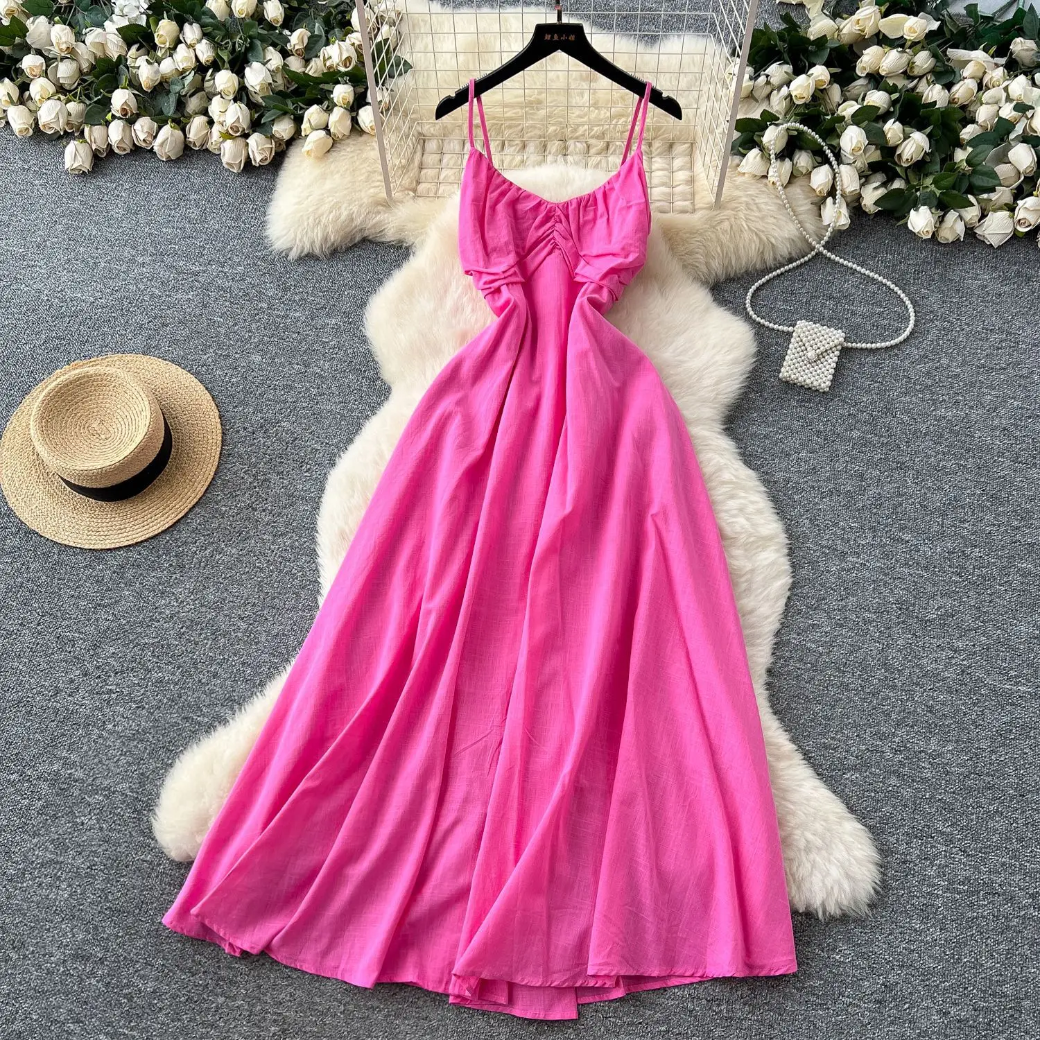 

Long Dress Women Sling Dresses A Line Vestidos V Neck Sleeveless High Waist Elegant Splice Y2k Streetwear Party Night Work 2025