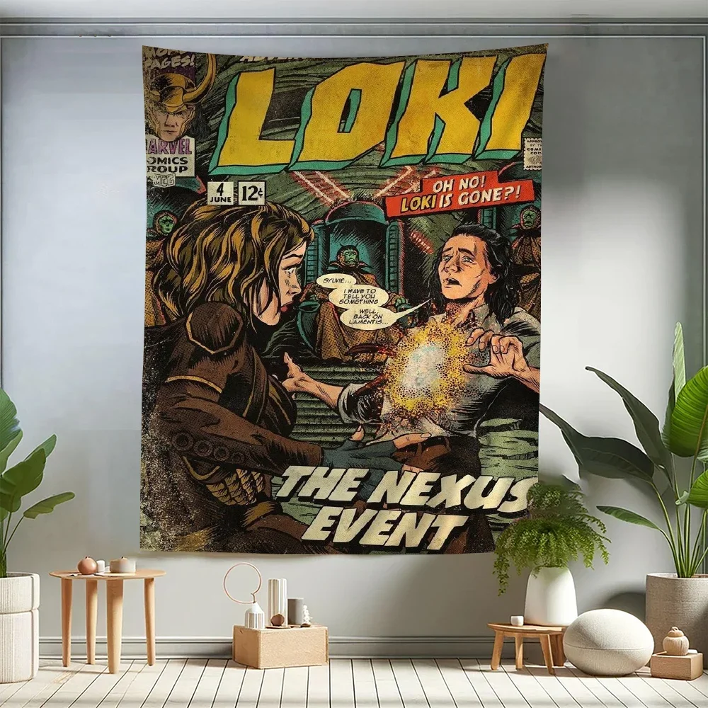 Marvel Loki TV-Serie, bedruckt, großer Wandteppich, günstige Hippie-Wandbehang, böhmische Wandteppiche, Mandala, INS, Heimdekoration