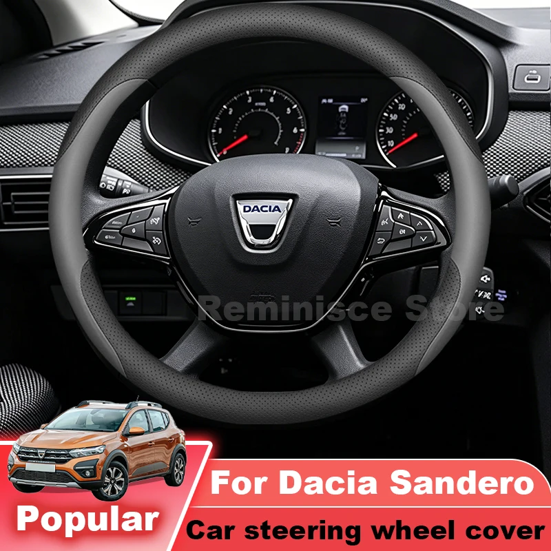 New Style Leather Car Steering Wheel Cover For Dacia Sandero Stepway MK3 2021-2026 Auto Steering Wheel Dacia Sandero Accessories