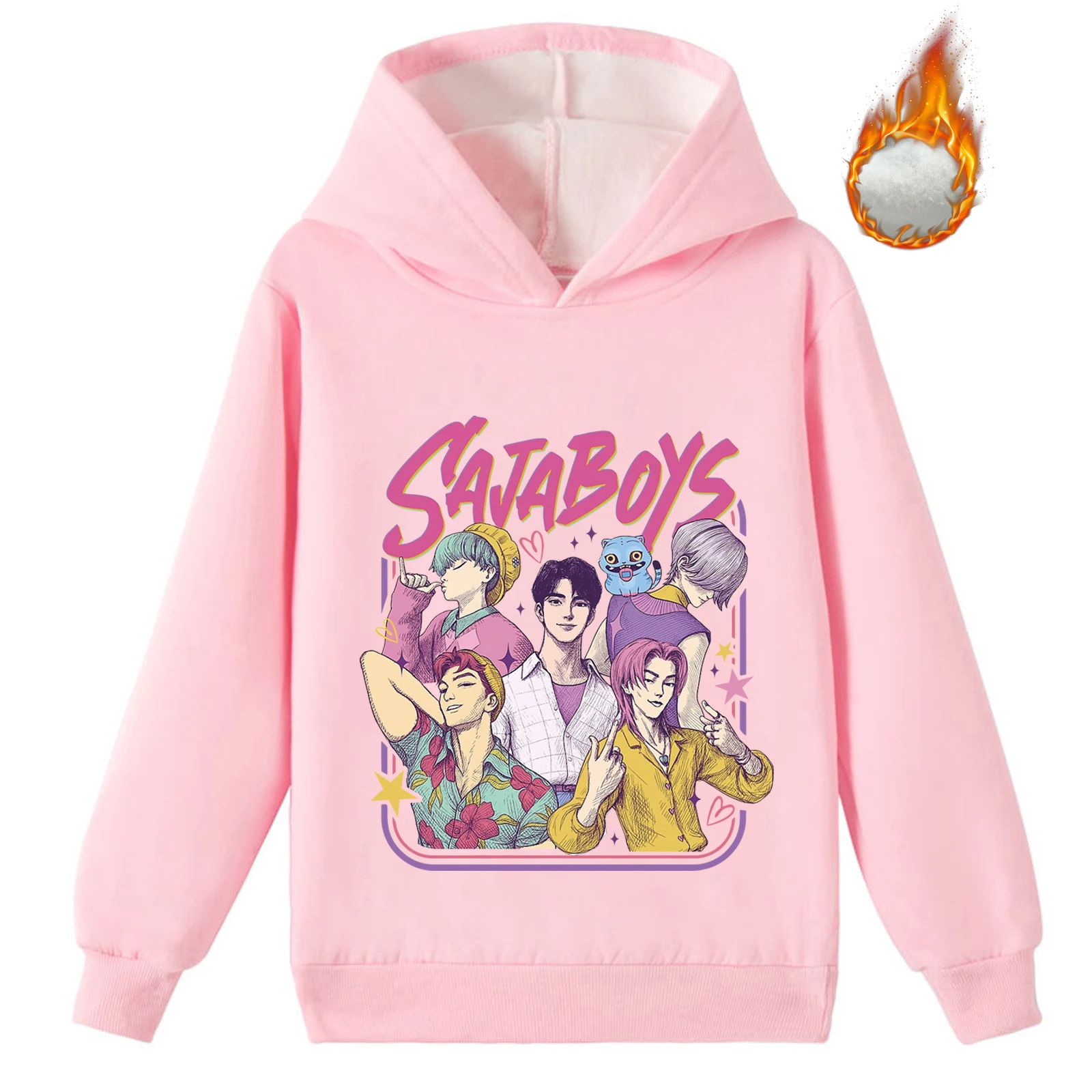 Sweat-shirt à capuche unisexe pour enfants, Kpop Demon Hunters, hauts chauds à manches longues, sweat-shirt d'hiver à capuche pour 2-14 ans