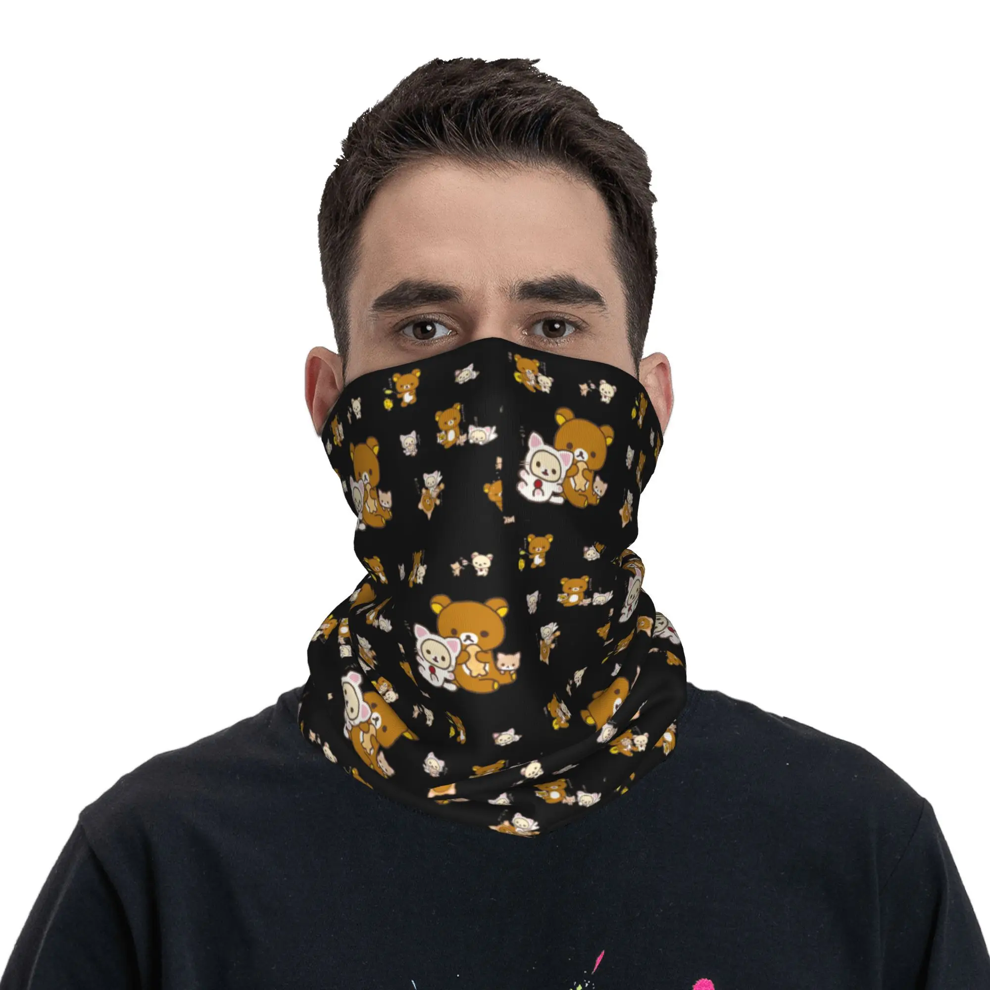 

Rilakkuma Sakura Bandana Neck Gaiter Printed Wrap Mask Scarf Warm Face Mask Riding For Men Women Adult Breathable