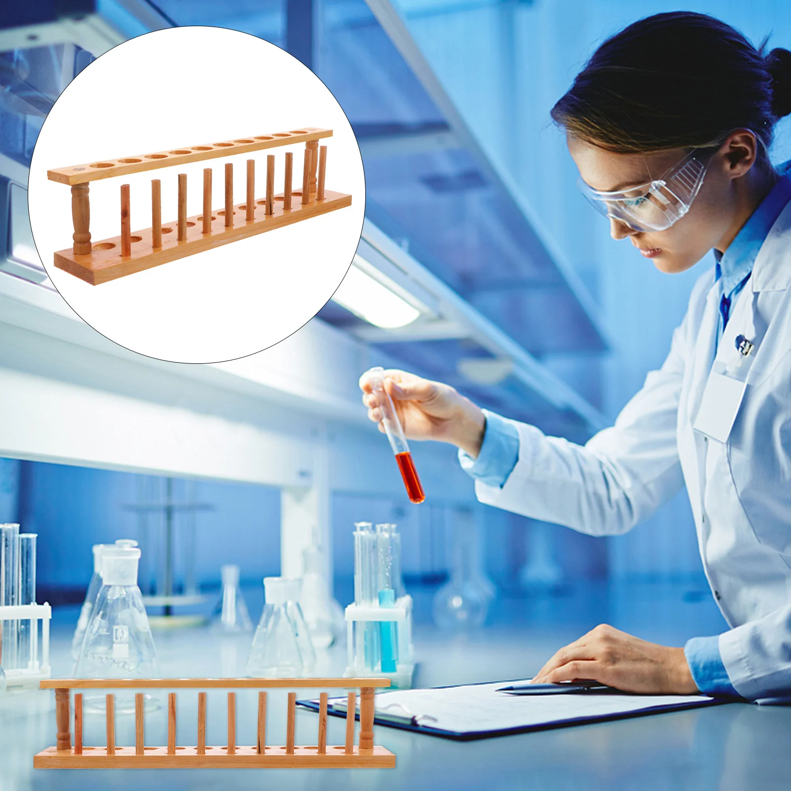 Wood Test Tube Rack Lightweight Durable Portable Laboratory Organizer Stand Test Tube Holder Storage Wood Storage Rack