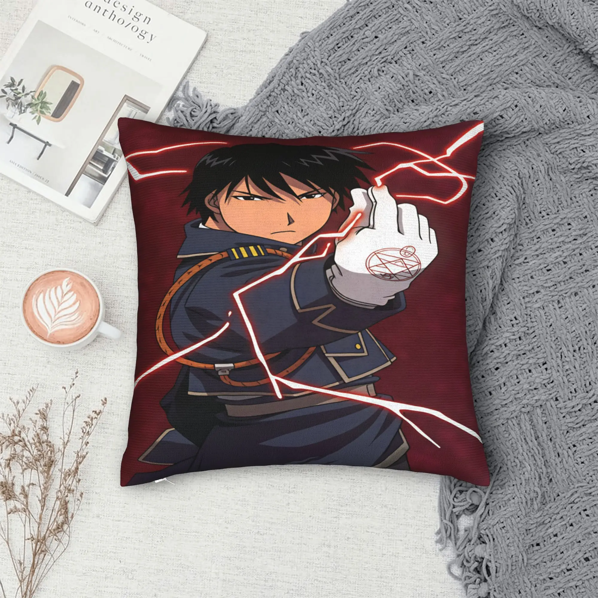 Roy Mustang Pillowcases Fullmetal Alchemists Funny Pillow Case For Living Room Sofa Comfy Pillow Cover