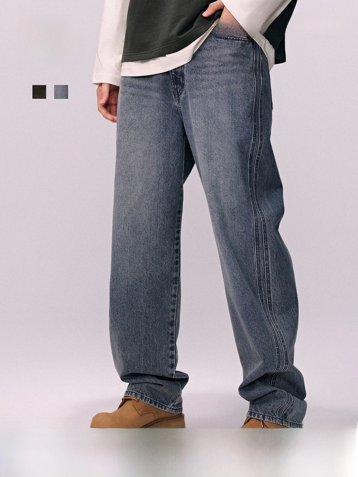 

Comfortable Straight Leg Men's Jeans Retro Summer Fashionable Commute Simple Loose H&M Denim Pants 1300712 Casual mid Waist