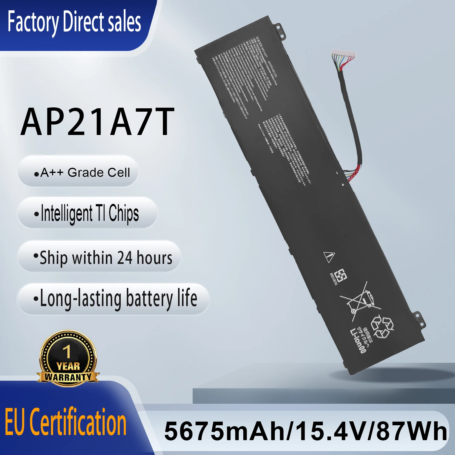 New AP21A7T Battery for Acer Predator Helios 300 PH317-56-78LY PH315-55-72EA PH315-55-770K Acer Nitro 5 AN517-55 PH315-55-78L7