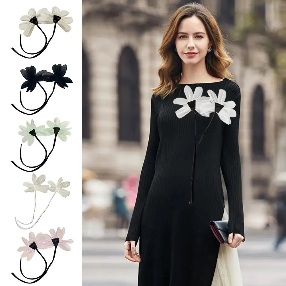 2Pcs Cloth Fabric Flower Brooch Pins Lace Flower Corsage Lapel Pins Handmade Jewelry Clothing Decoration Wedding Party Accessory